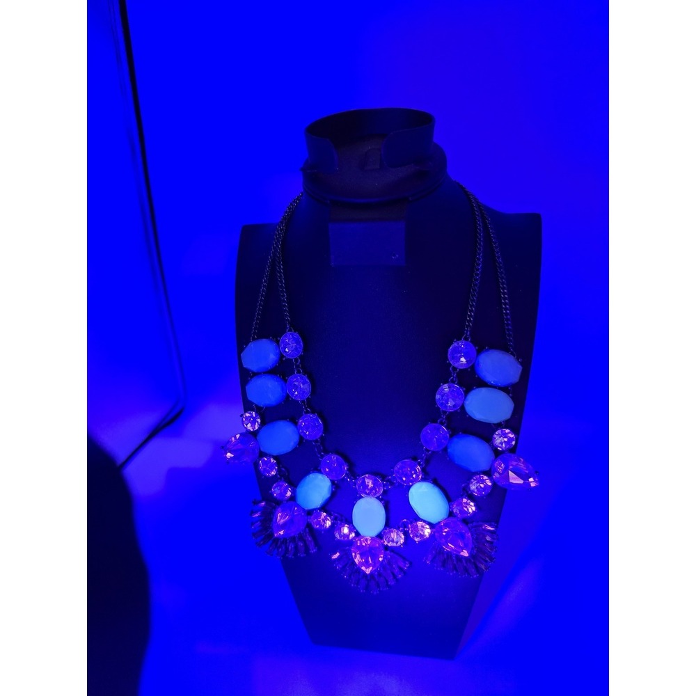 Statement Bib Necklace Multi-Color Rhinestone & Cabochon Fashion Jewelry - Picture 11 of 16